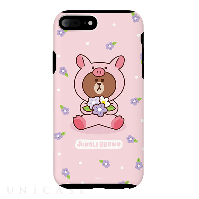 【iPhone8 Plus/7 Plus ケース】LINE FRIENDSケース ジャングルブラウン (ブタ)