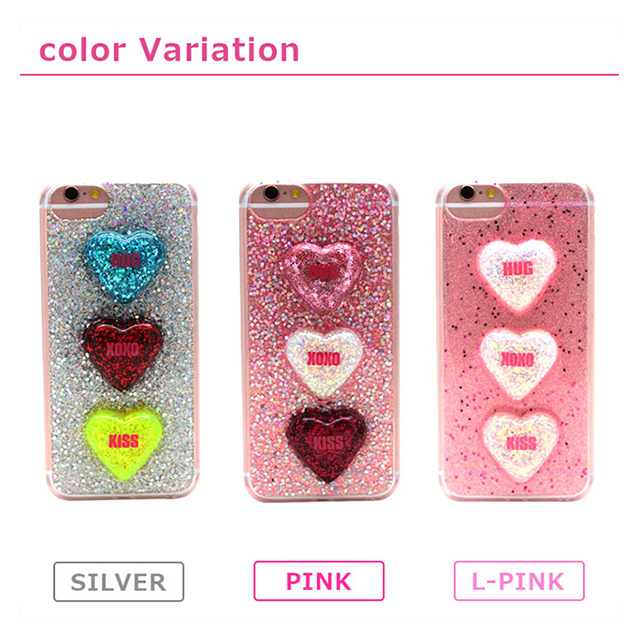 【iPhone8/7/6s/6 ケース】GLITTER 3HEART CASE (Silver)goods_nameサブ画像