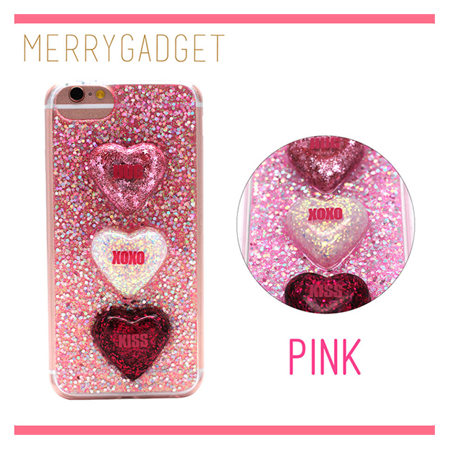 【iPhone8/7/6s/6 ケース】GLITTER 3HEART CASE (Pink)サブ画像