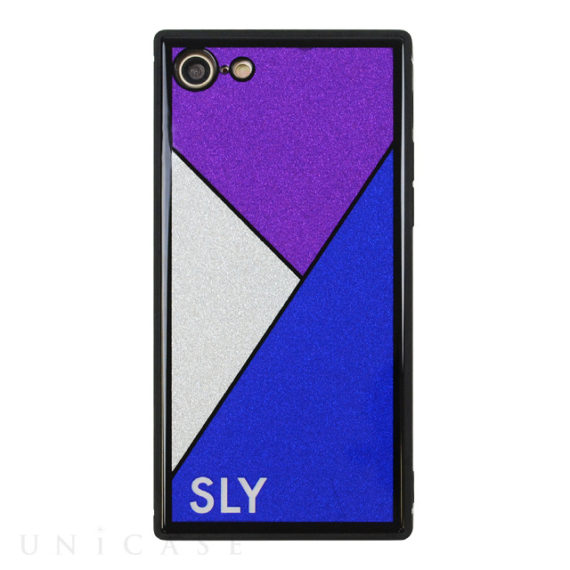 【iPhoneSE(第3/2世代)/8/7 ケース】SLY ラメ背面ガラスケース (BLUE)