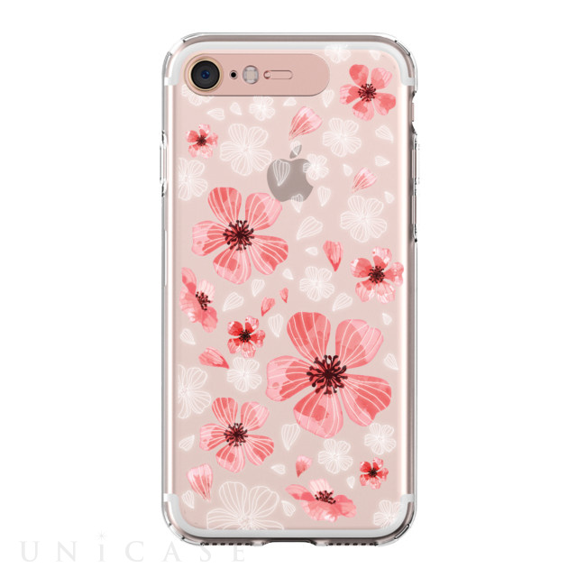 【iPhone8/7 ケース】Soft Lighting Clear Case Flower Geranium (ローズゴールド)