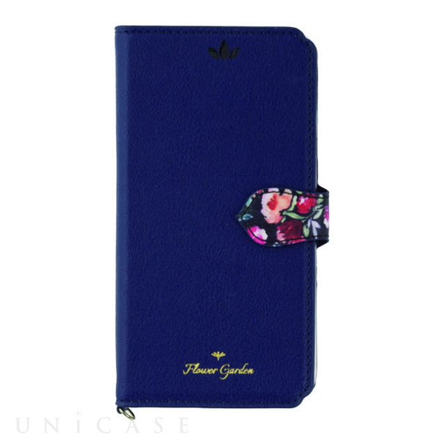 【iPhoneSE(第3/2世代)/8/7/6s/6 ケース】手帳型ケース Flower Garden (Navy)