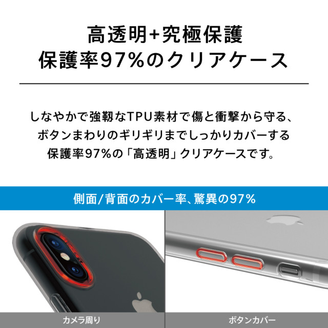 【iPhoneXS/X ケース】[Aegis Pro]フルカバーTPUケース＆ガラスセット (クリアケース＋ブラックフレームガラス)サブ画像