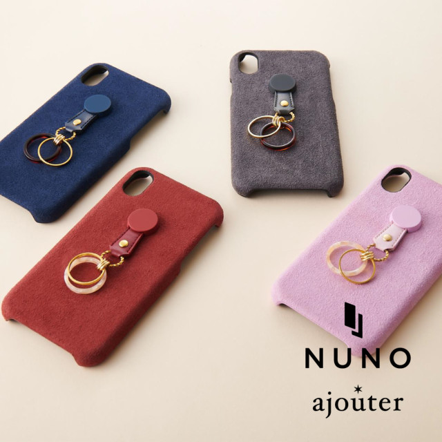 【iPhoneXR ケース】[NUNO]ハンドルリング付きクラリーノケース (スエードブラック)サブ画像