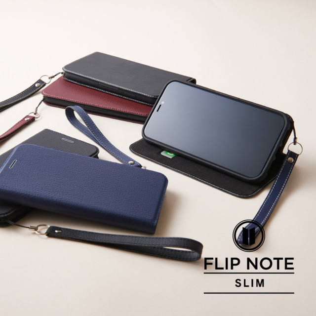 【iPhoneXR ケース】[FlipNote Slim]クラリーノ フリップノートケース (シュリンクブラック)サブ画像