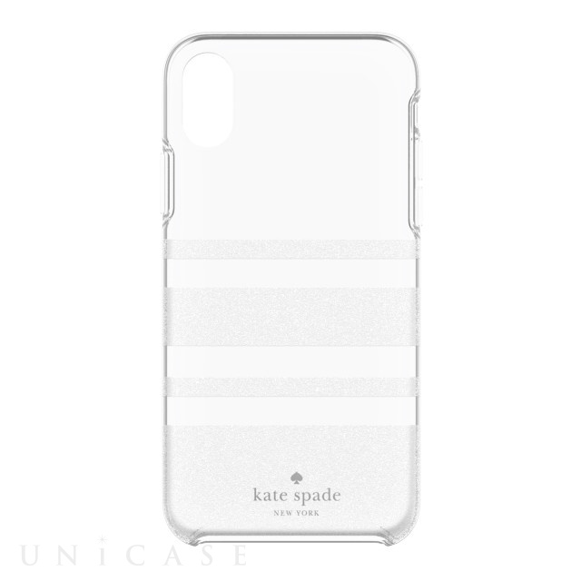 【iPhoneXS Max ケース】Protective Hardshell -CHARLOTTE STRIPE white glitter/clear