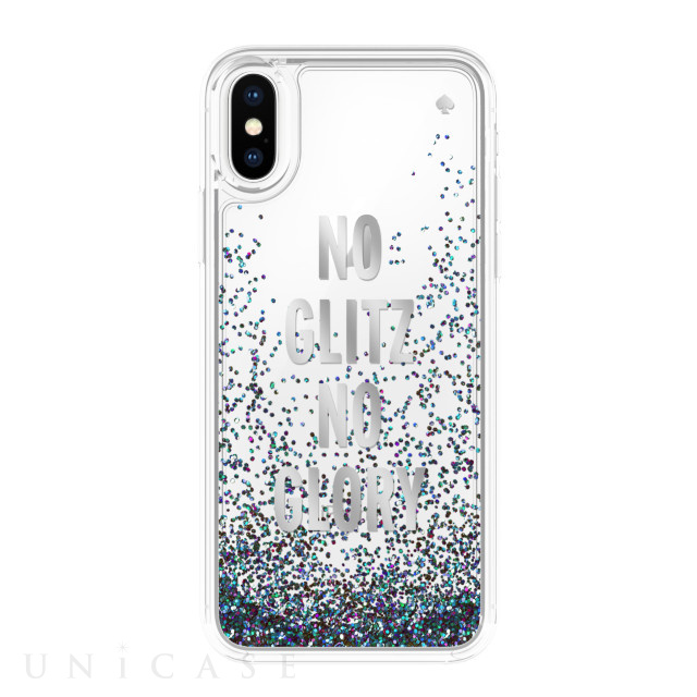 【iPhoneXS/X ケース】Liquid Glitter -NO GLITZ NO GLORY silver foil/mermaid glitter/clear