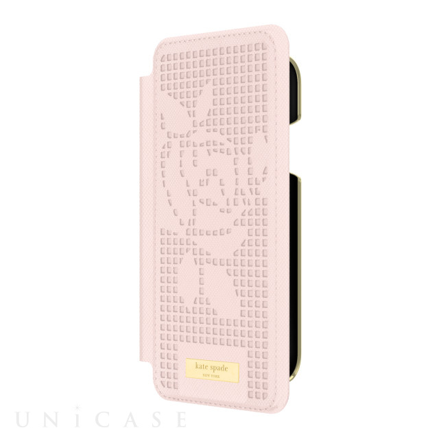 【iPhoneXR ケース】INLAY WRAP FOLIO -ROSE PERF rose quartz