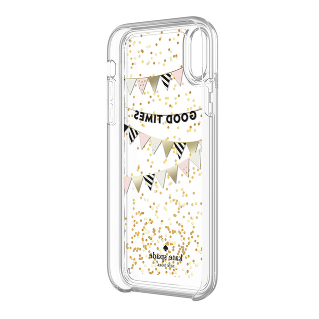 【iPhoneXS/X ケース】Liquid Glitter -GOOD TIMES gold foil/cream/black/gold glitter/clearサブ画像