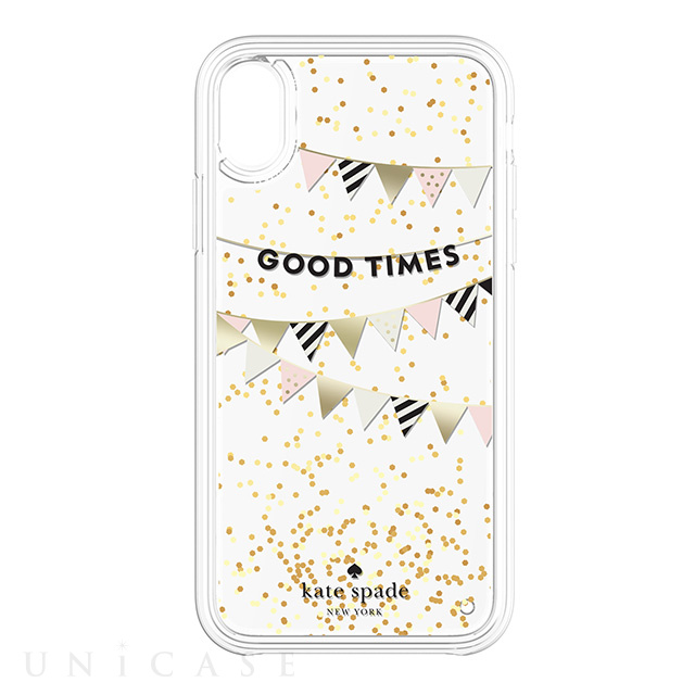 【iPhoneXS/X ケース】Liquid Glitter -GOOD TIMES gold foil/cream/black/gold glitter/clear