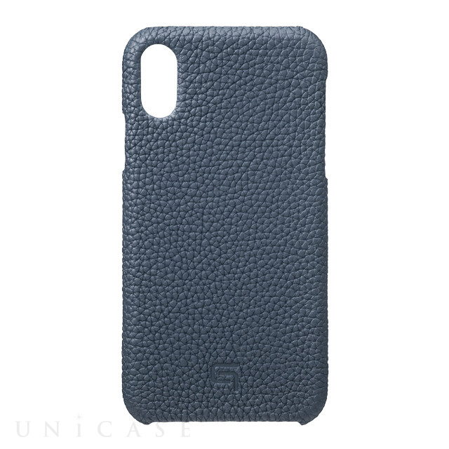 【iPhoneXR ケース】Shrunken-Calf Leather Shell Case (Navy)