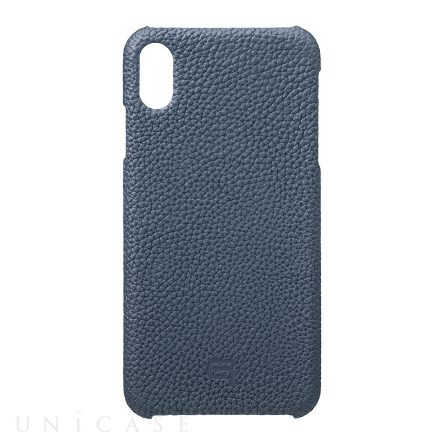 【iPhoneXS Max ケース】Shrunken-Calf Leather Shell Case (Navy)