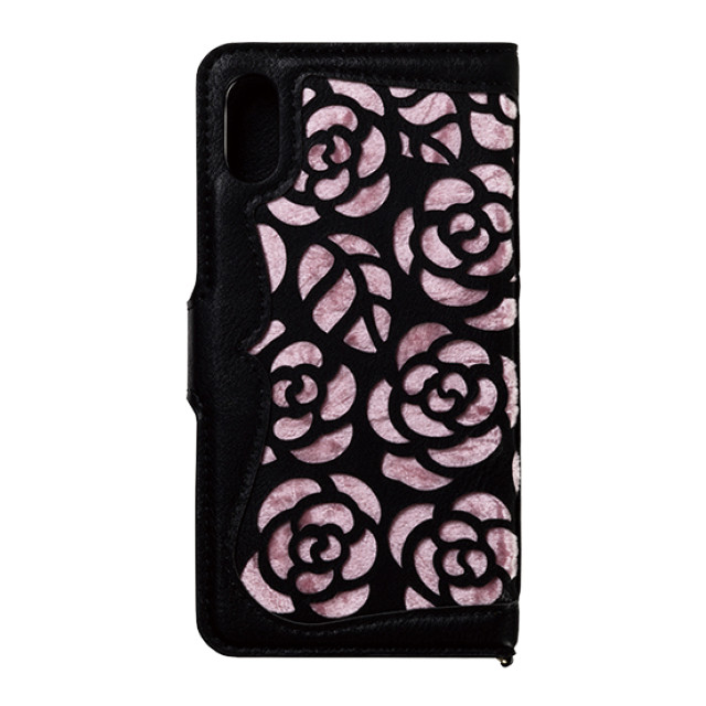 【iPhoneXR ケース】手帳型ケース La Roseraie (Black×Pink)サブ画像