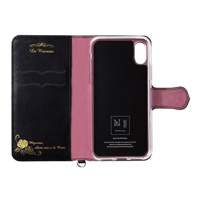 【iPhoneXR ケース】手帳型ケース La Roseraie (Black×Pink)サブ画像