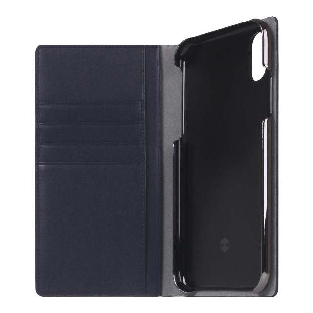 【iPhoneXR ケース】Calf Skin Leather Diary (ネイビー)サブ画像