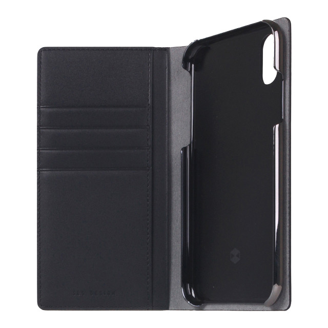 【iPhoneXR ケース】Calf Skin Leather Diary (ブラック)サブ画像