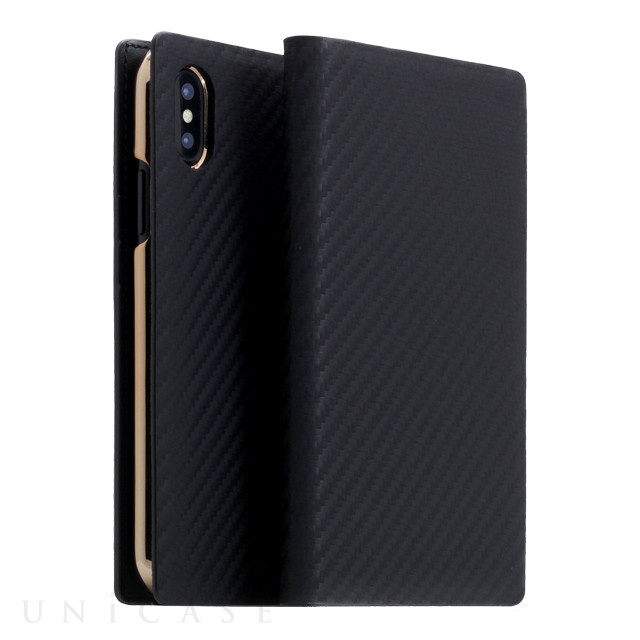 【iPhoneXS Max ケース】Carbon Leather Case (ブラック)