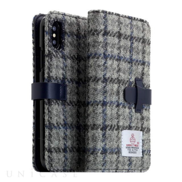 【iPhoneXS Max ケース】Harris Tweed Diary (グレー×ネイビー)