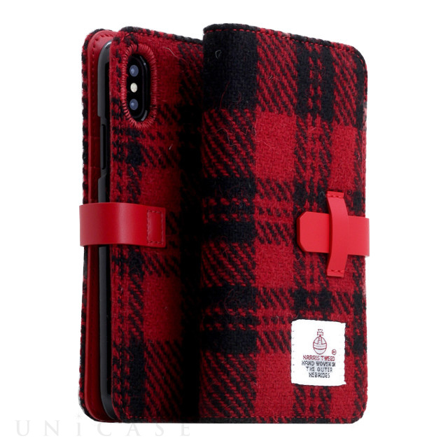 【iPhoneXS Max ケース】Harris Tweed Diary (レッド×ブラック)