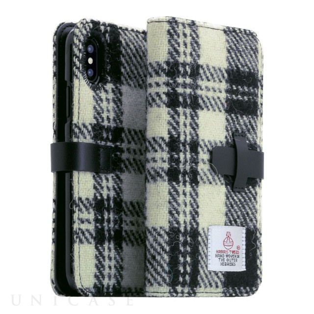 【iPhoneXS Max ケース】Harris Tweed Diary (ホワイト×ブラック)