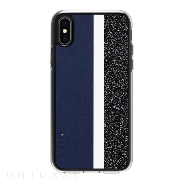 【iPhoneXS/X ケース】Stripe デザインケース (Navy) 