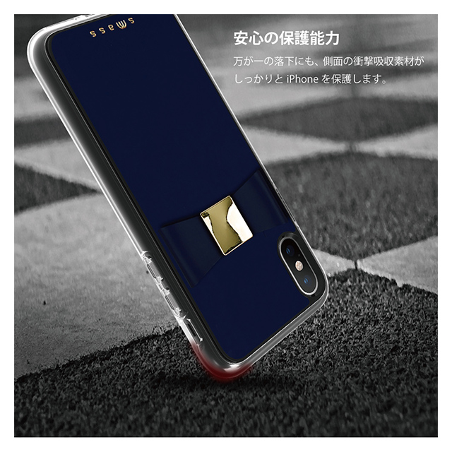 【iPhoneXS/X ケース】Rebon 本革 デザインケース (Navy)サブ画像