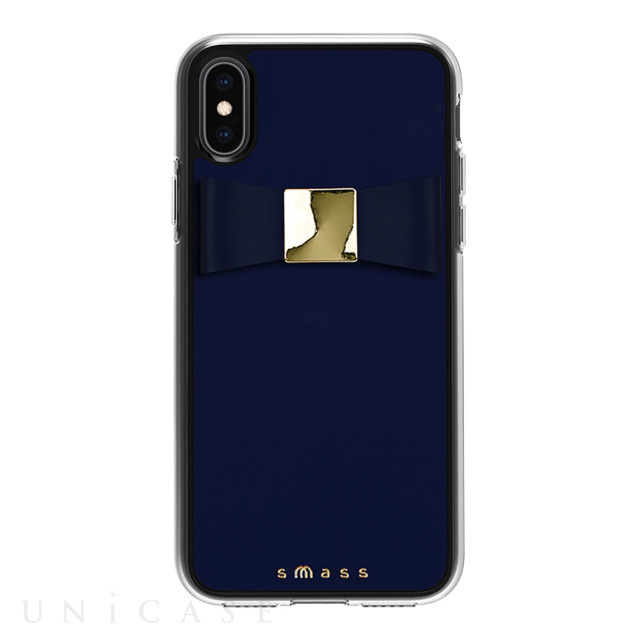 【iPhoneXS/X ケース】Rebon 本革 デザインケース (Navy)