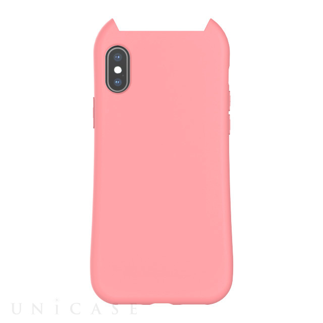 【iPhoneXS/X ケース】HANA 衝撃吸収TPU 猫耳デザインケース (PINK)