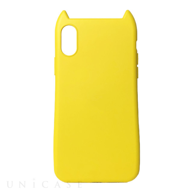 【iPhoneXR ケース】HANA 衝撃吸収TPU 猫耳デザインケース (YELLOW)