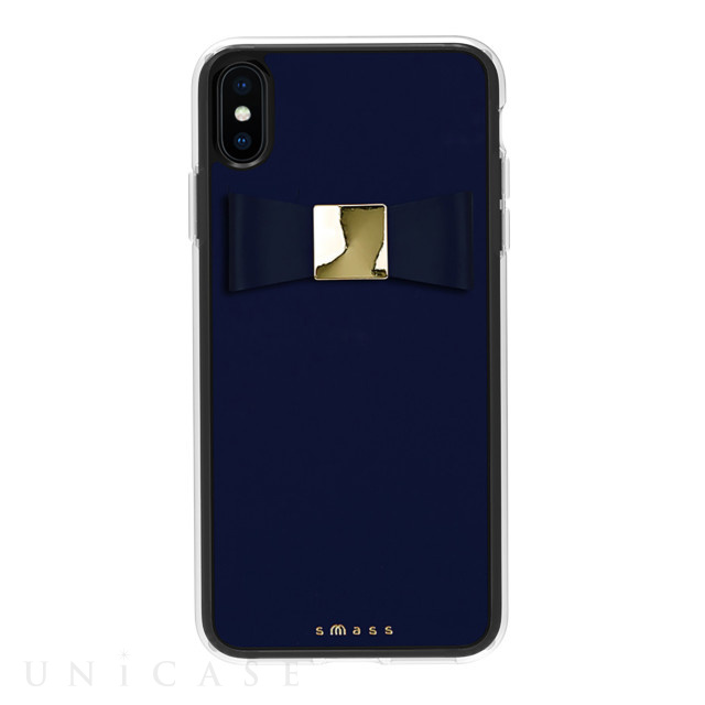 【iPhoneXS Max ケース】Rebon 本革 デザインケース (Navy)