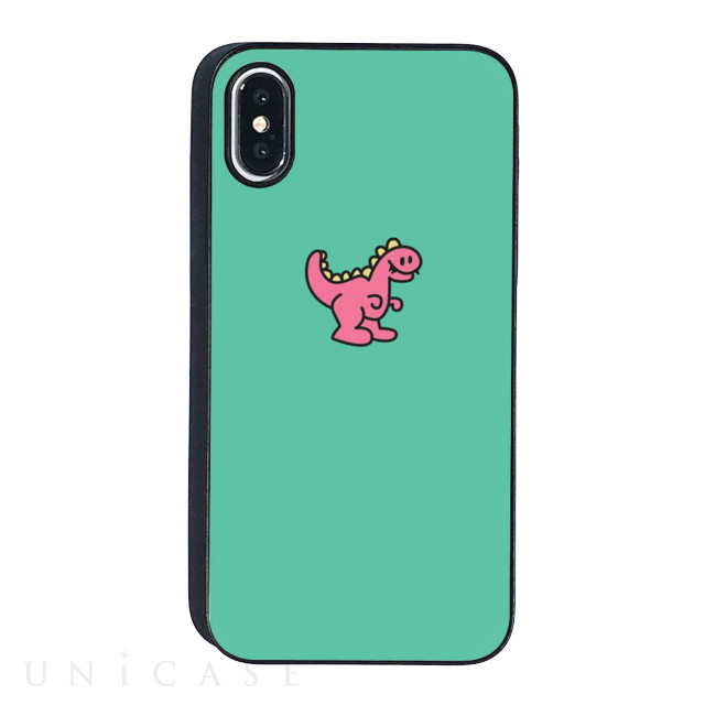 【iPhoneXS/X ケース】ブラックケース (ミニザウルス ミント)