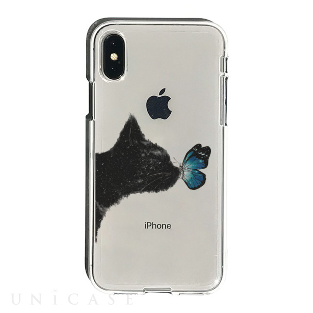 【iPhoneXS Max ケース】ソフトクリアケース (ネコと蝶々)