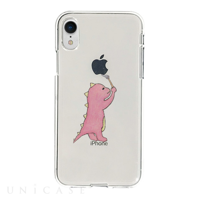 【iPhoneXR ケース】ソフトクリアケース (お絵かきザウルス ピンク)