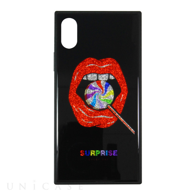 【iPhoneXS ケース】SQUBE GLITTER CASE (リップ)