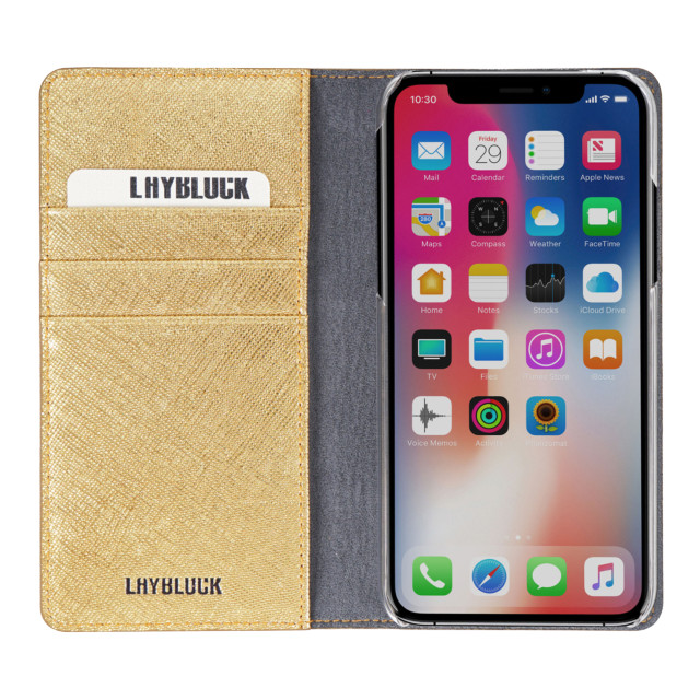 【iPhoneXS Max ケース】Saffiano Flip Case (ゴールド)goods_nameサブ画像