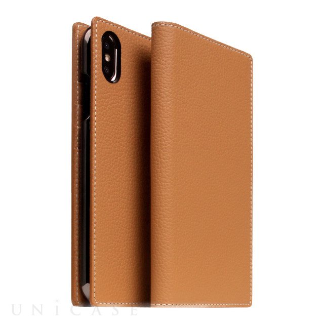 【iPhoneXS Max ケース】Full Grain Leather Case (Caramel Cream)