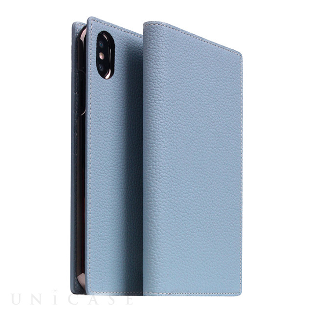 【iPhoneXS Max ケース】Full Grain Leather Case (Powder Blue)