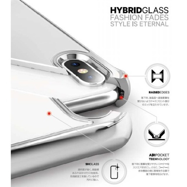 【iPhoneXS/X ケース】液晶保護ガラス付き! 耐衝撃ケース HYBRID GLASSシリーズ (ブラック)サブ画像