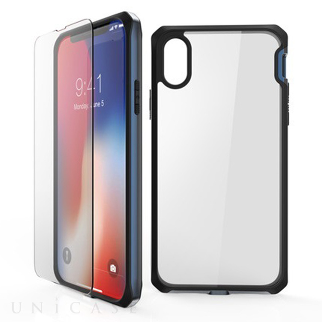 【iPhoneXR ケース】液晶保護ガラス付き! 耐衝撃ケース HYBRID EDGEシリーズ (ネイビー)