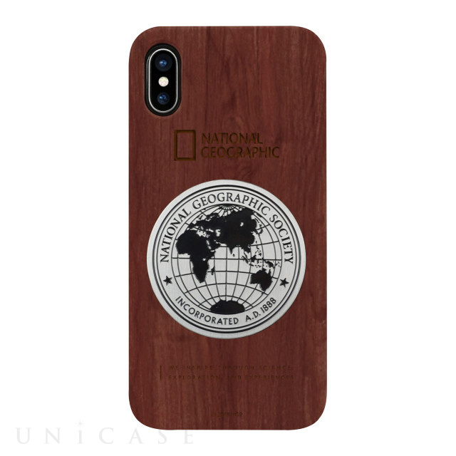 【iPhoneXS Max ケース】Metal-Deco Wood Case (ローズウッド)