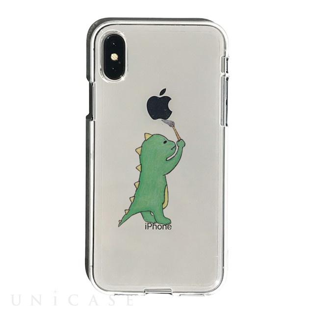 【iPhoneXS Max ケース】ソフトクリアケース (お絵かきザウルス グリーン)