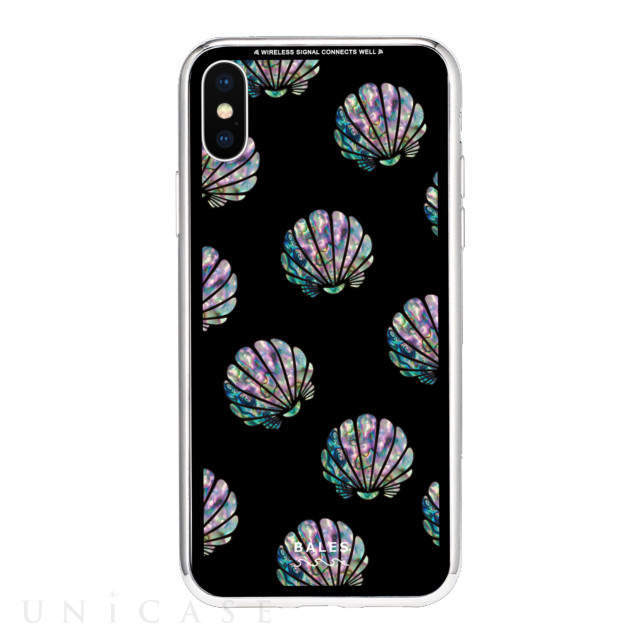 【iPhoneXS/X ケース】Black Sea Shell柄9Hガラスケース (TE)