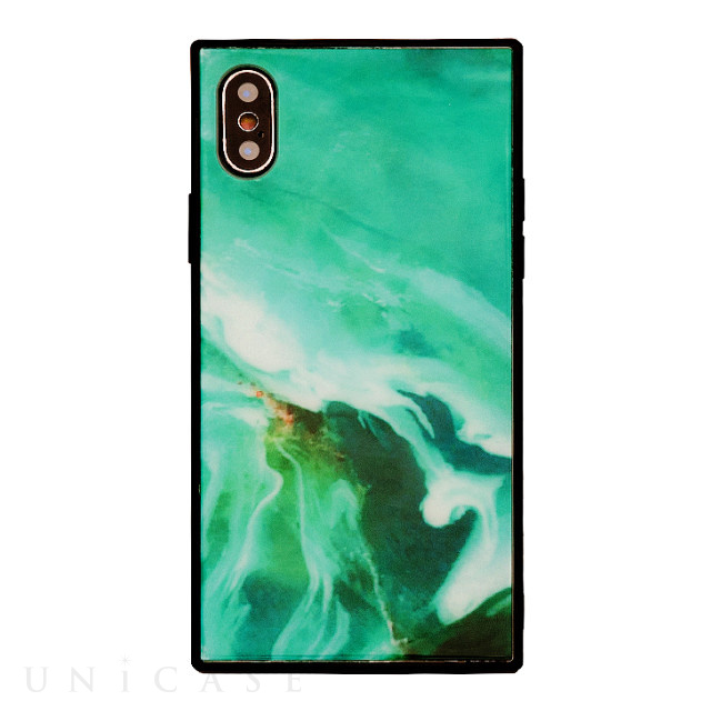 【iPhoneXS/X ケース】KWH スクエア型 ガラスケース (OPAL GRN)