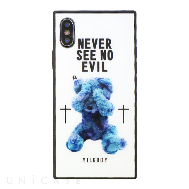 【iPhoneXS/X ケース】MILKBOY スクエア型 ガラスケース (SEE NO EVILBEARS WH)