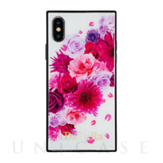 【iPhoneXS/X ケース】DaTuRa スクエア型 ガラスケース (CLASSIC FLOWER WHITE)