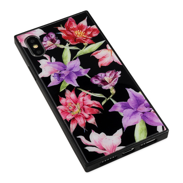 【iPhoneXS/X ケース】DaTuRa スクエア型 ガラスケース (RESORT FLOWER BLACK)サブ画像