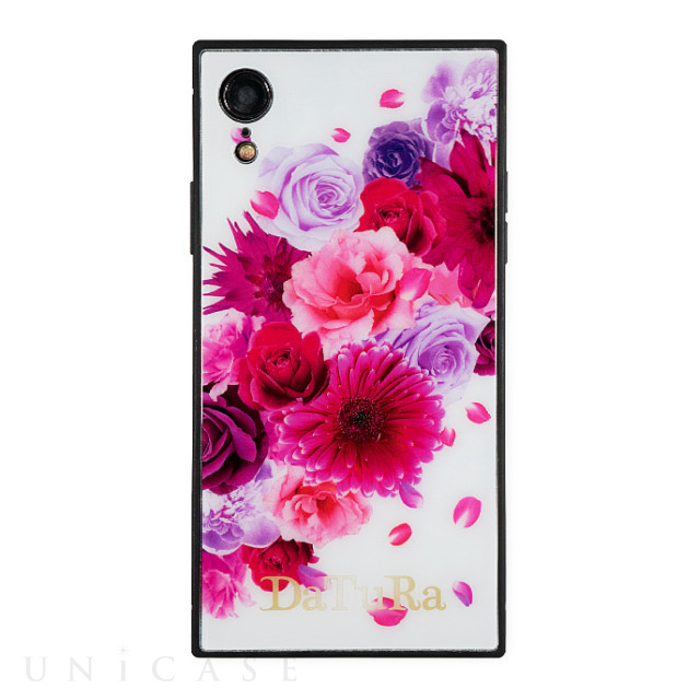 【iPhoneXR ケース】DaTuRa スクエア型 ガラスケース (CLASSIC FLOWER WHITE)