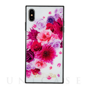 【iPhoneXS Max ケース】DaTuRa スクエア型 ガラスケース (CLASSIC FLOWER WHITE)