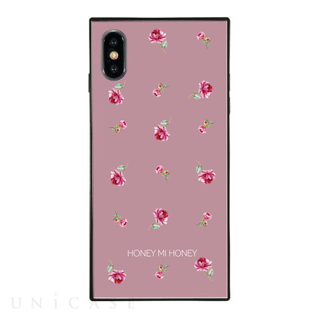 【iPhoneXS/X ケース】HONEY MI HONEY スクエア型 ガラスケース (PINK ROSE PINK)