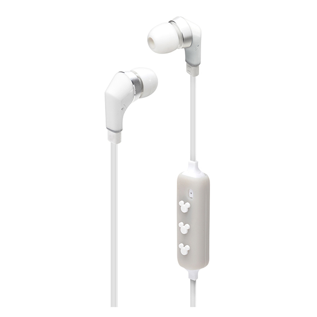 【ワイヤレスイヤホン】Bluetooth4.1搭載 ワイヤレスステレオイヤホン シリコンポーチ付き (ミッキーマウス/ホワイト)サブ画像